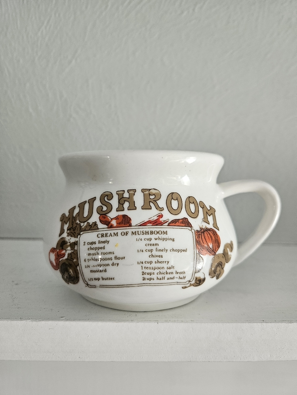 Vintage 1970s Mushroom Recipe Ceramic Soup Mug - Picture 2 of 7
